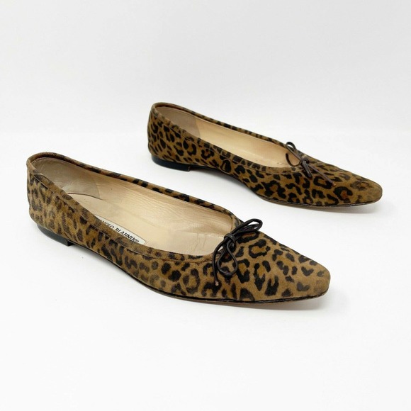 Manolo Blahnik Shoes - MANOLO BLAHNIK Slip On Leopard Suede Flats
